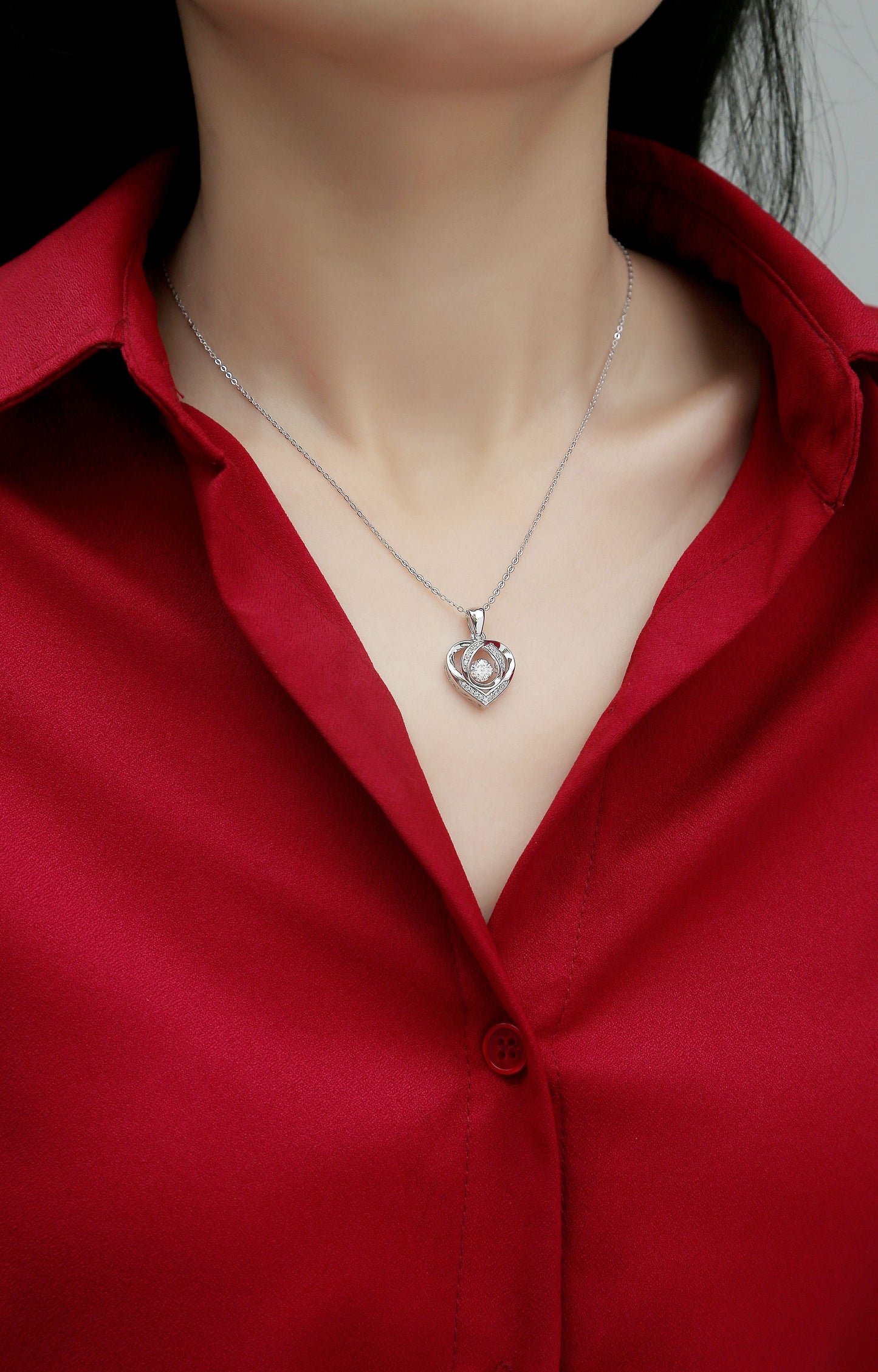 1Heart To Have Your Luxurious Fashion Diamond Pendant Necklace Set With Mosan Diamond Silver Ornaments Prohibit Tk Sales