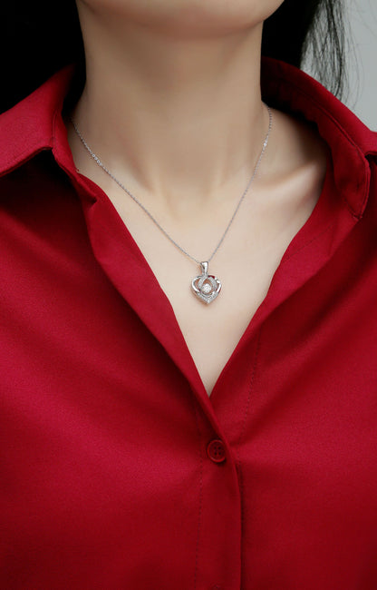 1Heart To Have Your Luxurious Fashion Diamond Pendant Necklace Set With Mosan Diamond Silver Ornaments Prohibit Tk Sales