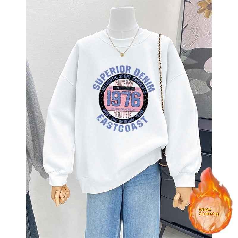 Retro Loose Round Neck Hoodie For Women