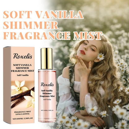Roxelis 100ml Soft Vanilla Glitter Perfume Spray Floral Seduction Fragrance Mist Freshing Lasting Glamour Daily Dating Perfume