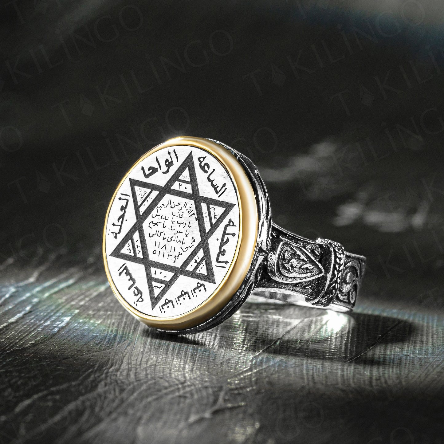 Elegant Solid 925 Sterling Silver Round Seal Of Solomon Men's Ring