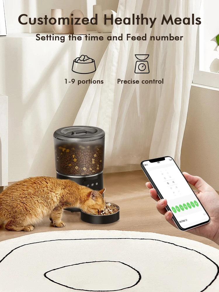 NPET 4L Automatic smart pet feeder for cats dogs multiple pets with stainless steel bowl Customize healthy food 1-9 portions - AMULET RING STORE