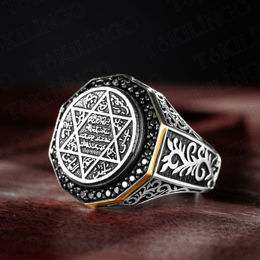 Seven Archangels Rings Seal Of Solomon Kabbalah Ring 925 Sterling Silver Triangle Star of David Amulet Ring