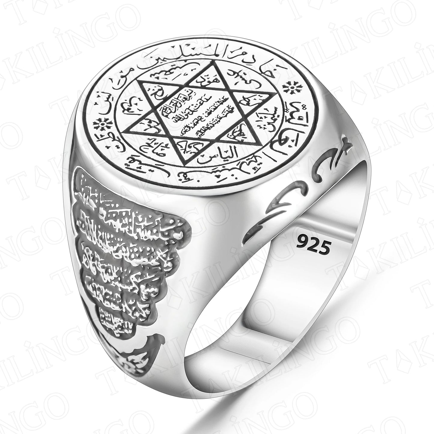 Seven Archangels Ring for Men 925 Sterling Silver The Seal Of Solomon Tetragrammaton Archangels Protection Amulet Ring