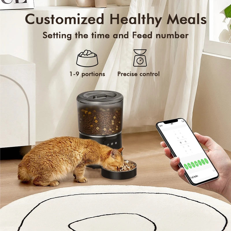NPET 4L Automatic smart pet feeder for cats dogs multiple pets with stainless steel bowl Customize healthy food 1-9 portions - AMULET RING STORE