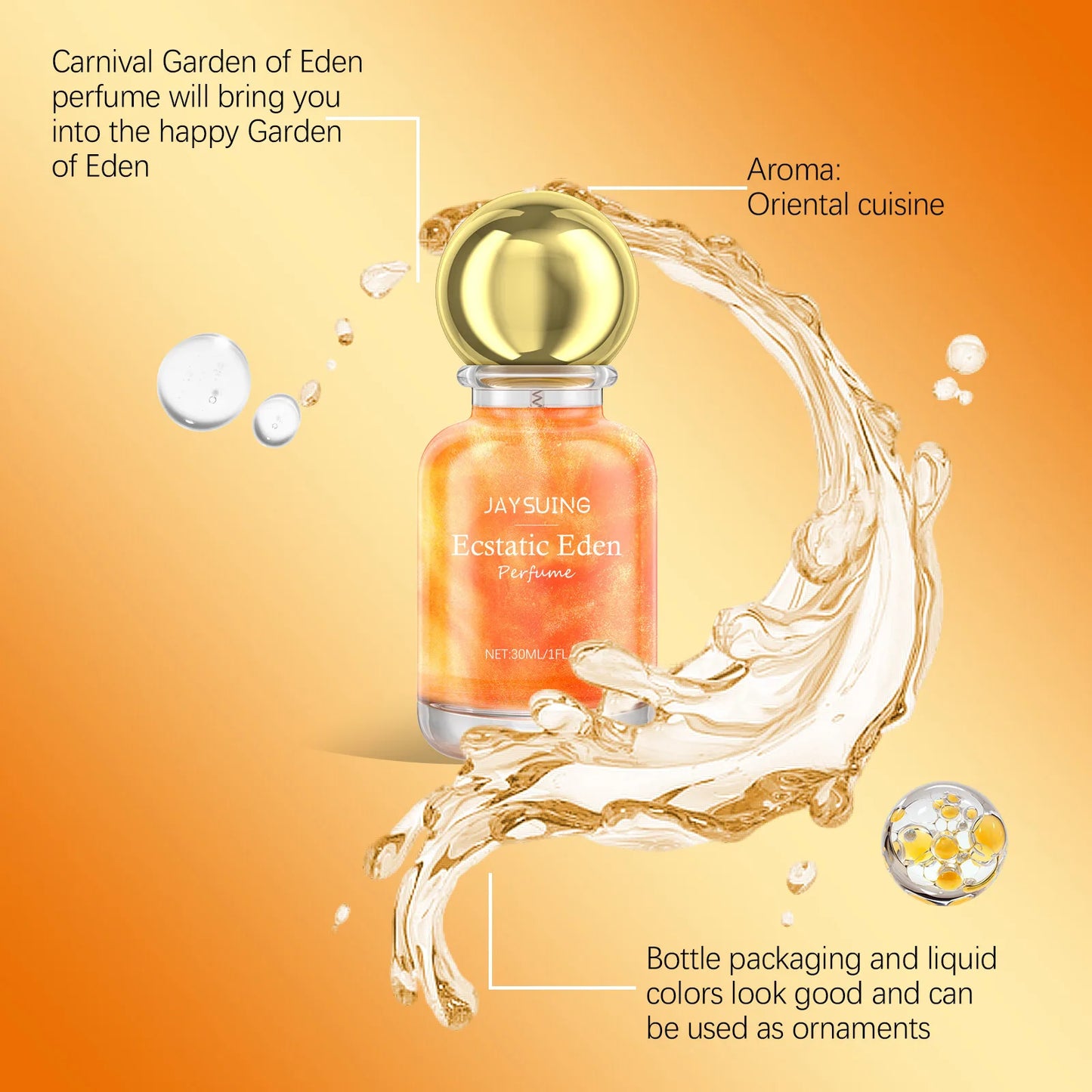 Jaysuing 30ml Carnival Eden Perfume Lasting Floral Fragrance Charm Woman Dating Atmosphere Refresh Body Natural Glamour Perfume