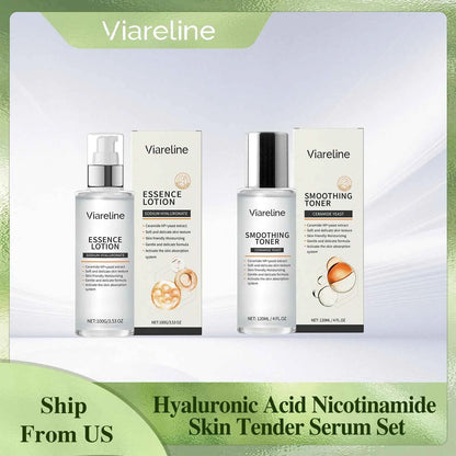 Viareline Moisturizing Facial Serum Set Nicotinamide Hyaluronic Acid Brighten Skin Facial Tighten Reduce Wrinkles Soften Serum