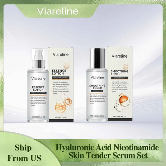 Viareline Moisturizing Facial Serum Set Nicotinamide Hyaluronic Acid Brighten Skin Facial Tighten Reduce Wrinkles Soften Serum