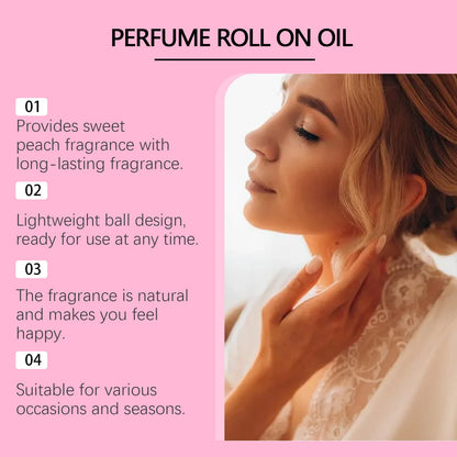 Roxelis 30ml Pheromone Perfume Roller Ball Long Lasting Peach Fragrance Oil Armpit Odor Remover Dating Scent Charming Perfume