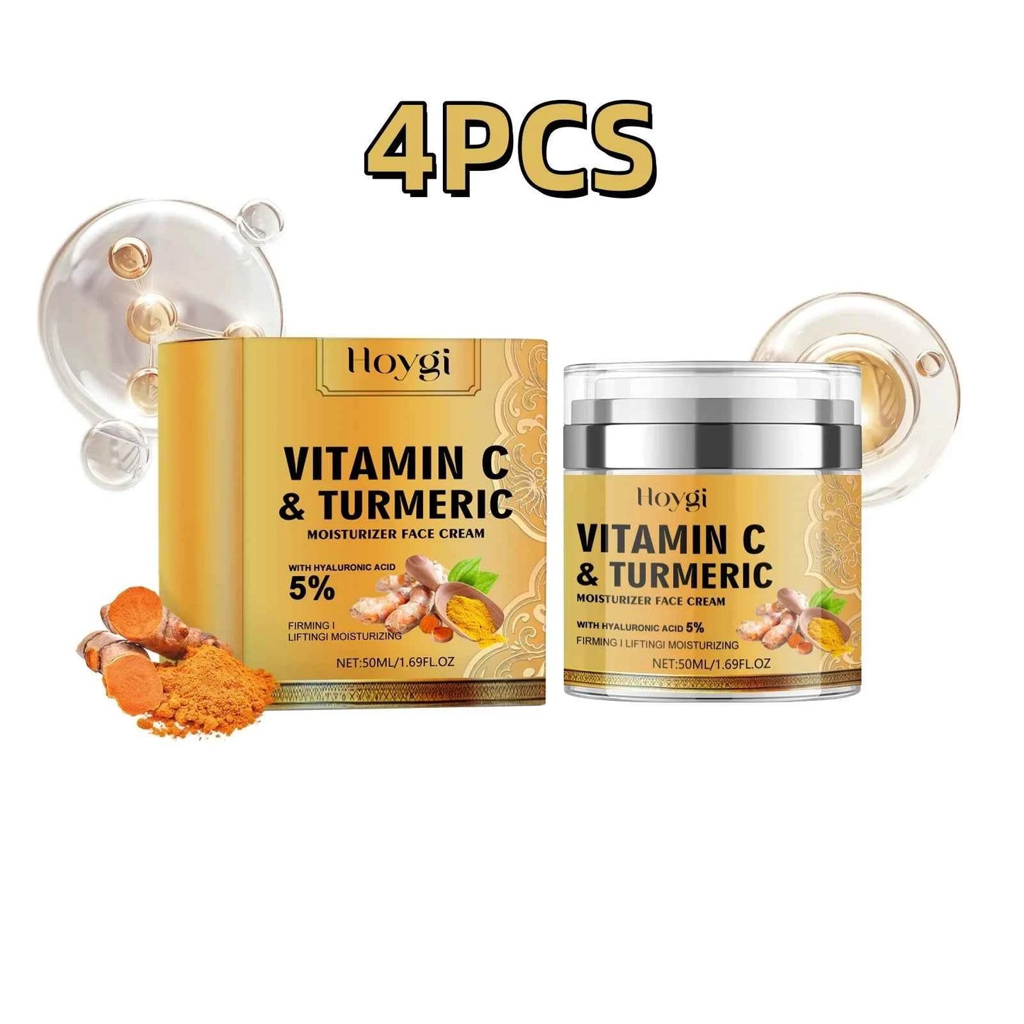 50ml Hoygi Turmeric Collagen Face Cream Dilute Color Spots Reduce Wrinkles Natural Skin Whiten Brighten Firm Moisturize Cream