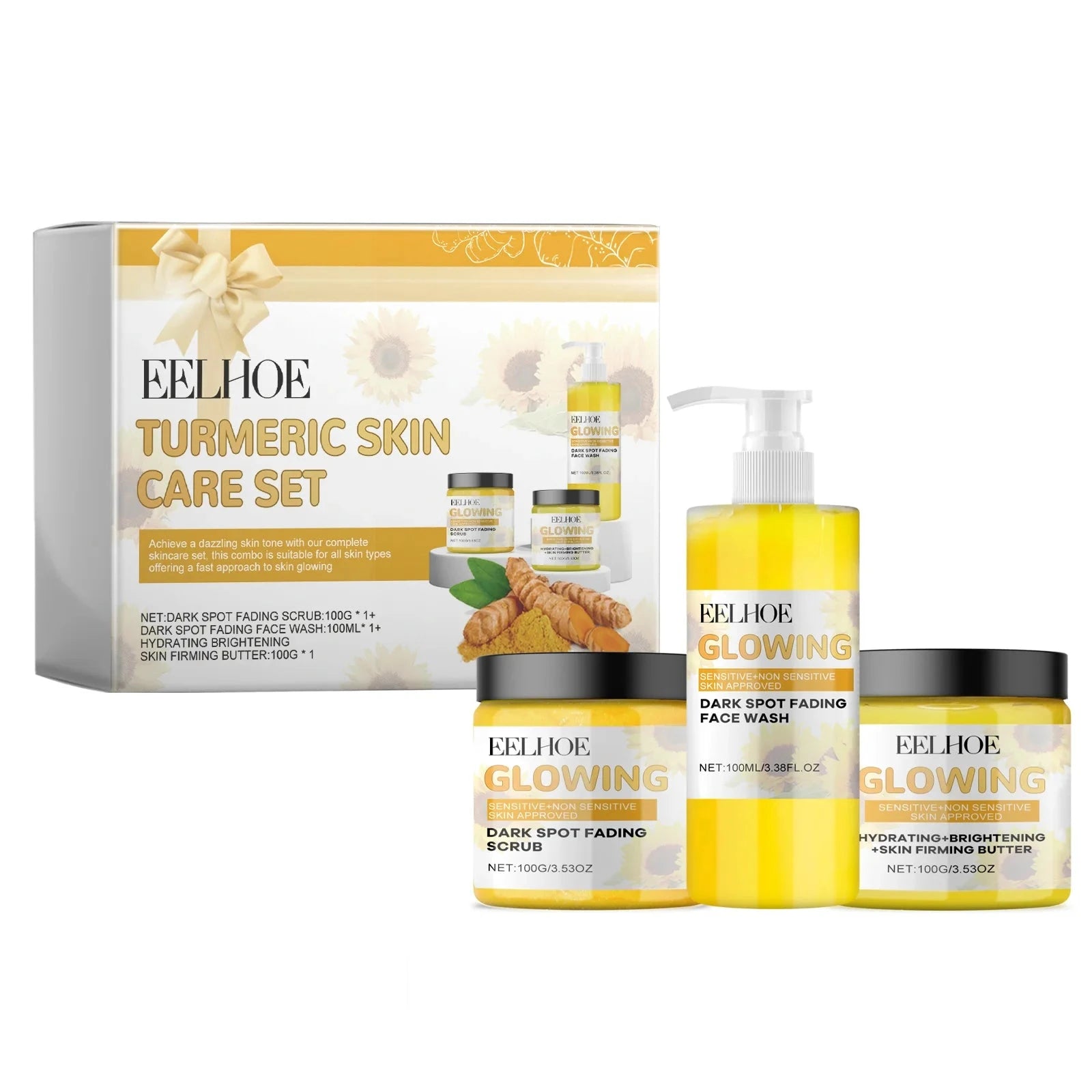 Turmeric Skincare Set Minimize Pores Anti-Aging Firming Skin Maintain Water Oil Balance Hydrating Moisturing Daily Facial Care - AMULET RING STORE