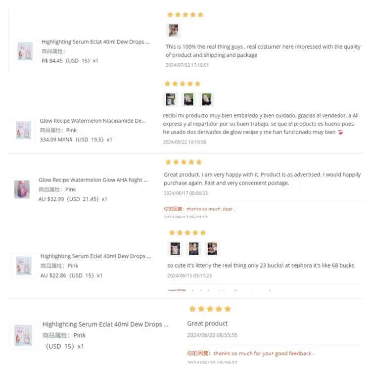 Highlighting Serum Eclat 40ml Dew Drops Niacinamide Watermelon Glow Recipe Brightening