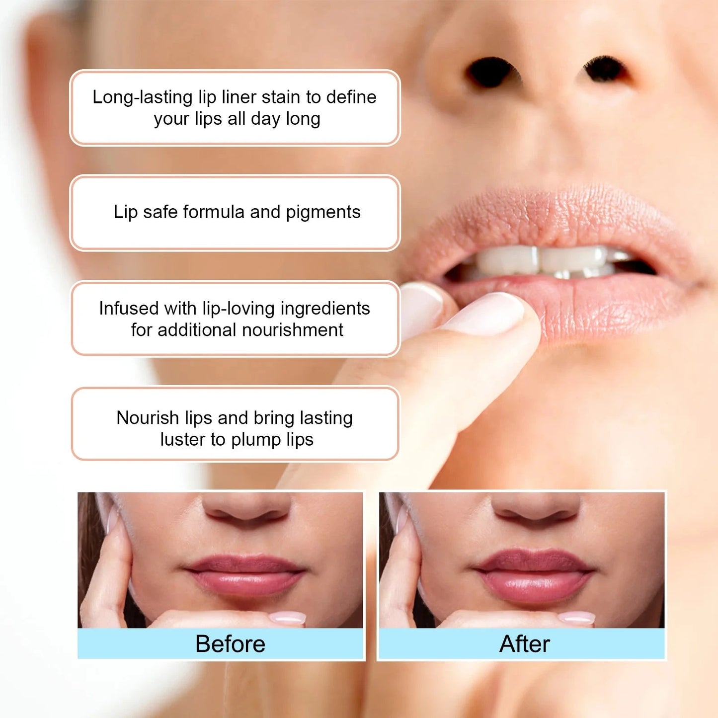 Eelhoe 5ml Peel Off Lip Liner Pen Waterproof Long Lasting Plump Lip Matte Velvet Gloss Nourish Sexy Contour Lips Make Up Pencil - AMULET RING STORE