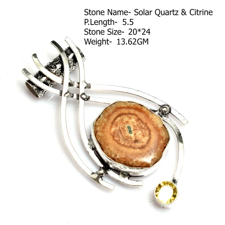 Genuine Labradorite Rutile Topaz Lapis Jasper  Pendant