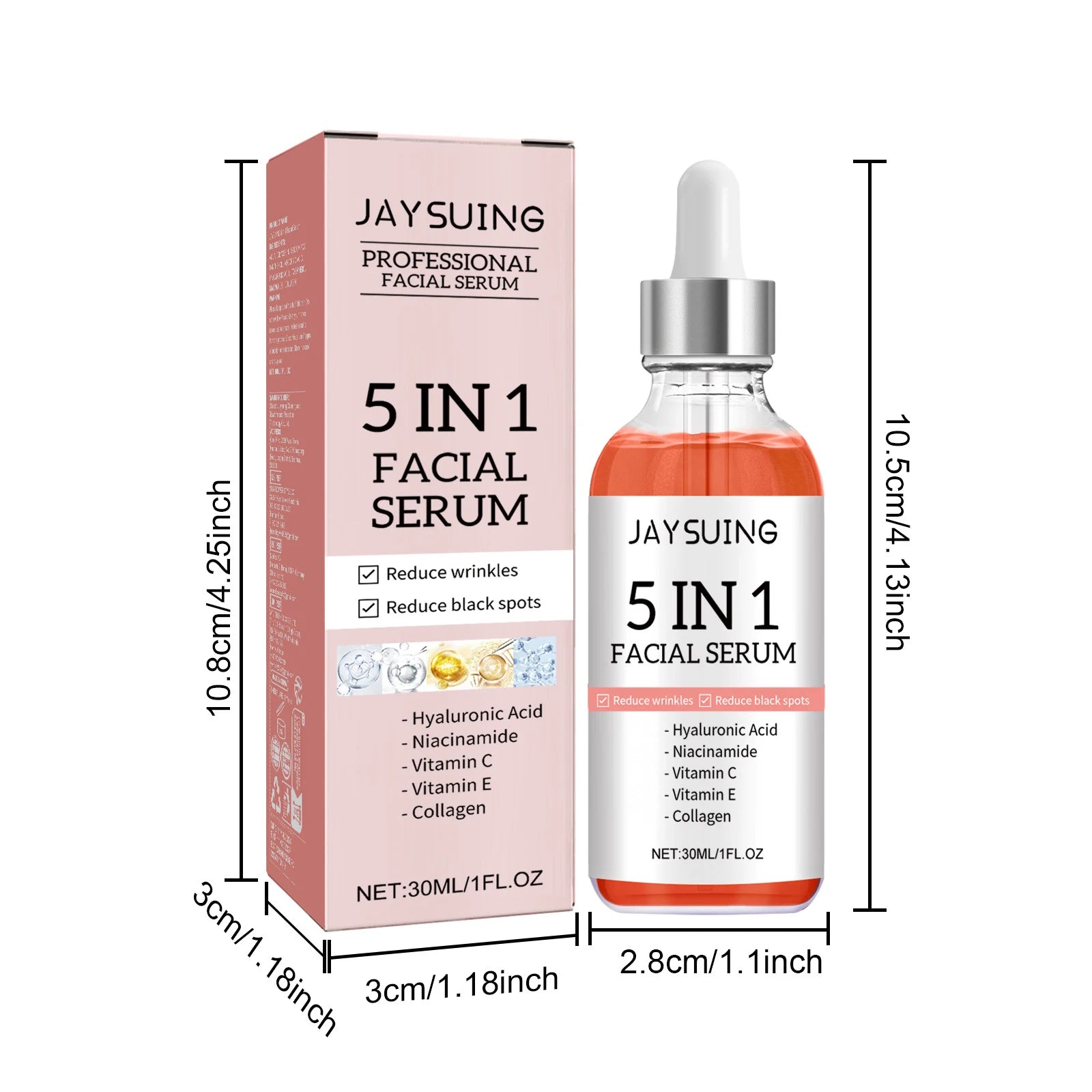 30ml Jaysuing Whiten Anti-Aging Facial Essence Reduce Fine Lines Firm Shrink Pores Fade Spots Moisturize Brighten Facial Essence - AMULET RING STORE