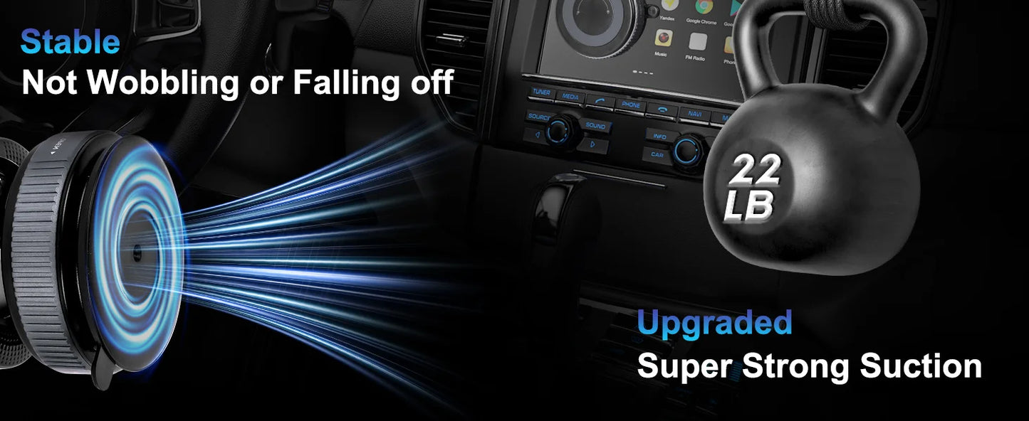 Car Mount Vacuum Magnetic Holder Foldable Strong Suction Stand For Cell Phone For iPhone 16 15 12 13 14 11 ProMax Live Streaming