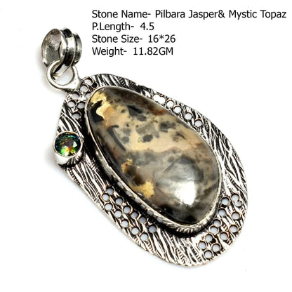 Genuine Labradorite Rutile Topaz Lapis Jasper  Pendant