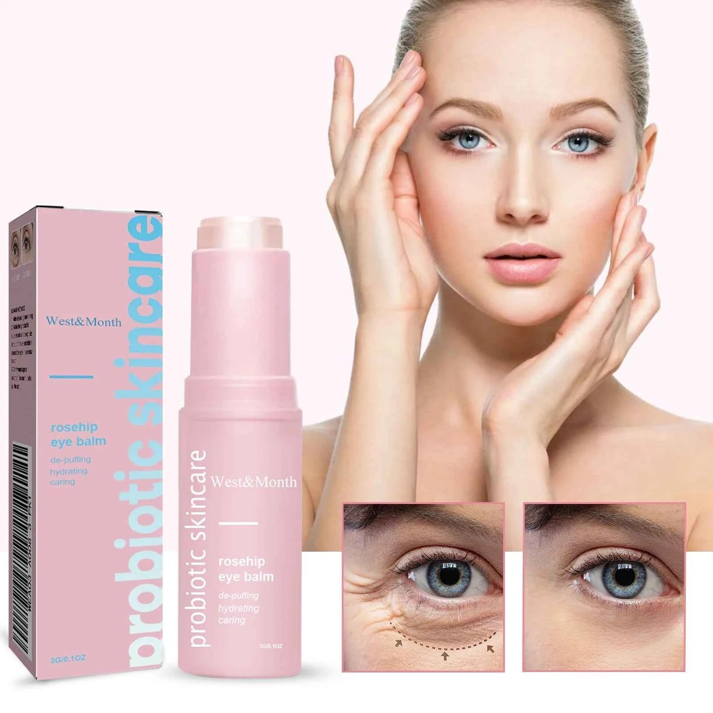 Rosehip Eye Cream Stick Reduce Dark Eyes Circles Remove Wrinkles Fine Lines Around Eyes Anti Aging Lifting Firming Eye Cream