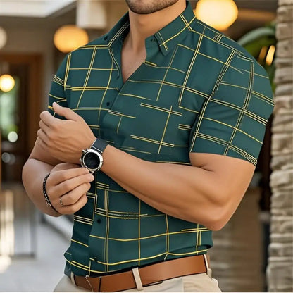 Brand New Boyfriend Shirt Long Sleeve Slim Fit Button Lapel Men's Tops 2024 Autumn Fashion 3D Stripe Print Party Shirt S-6XL