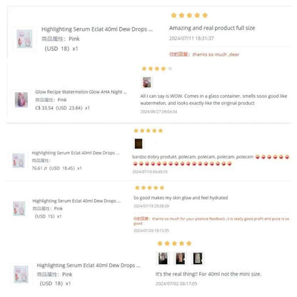 Highlighting Serum Eclat 40ml Dew Drops Niacinamide Watermelon Glow Recipe Brightening