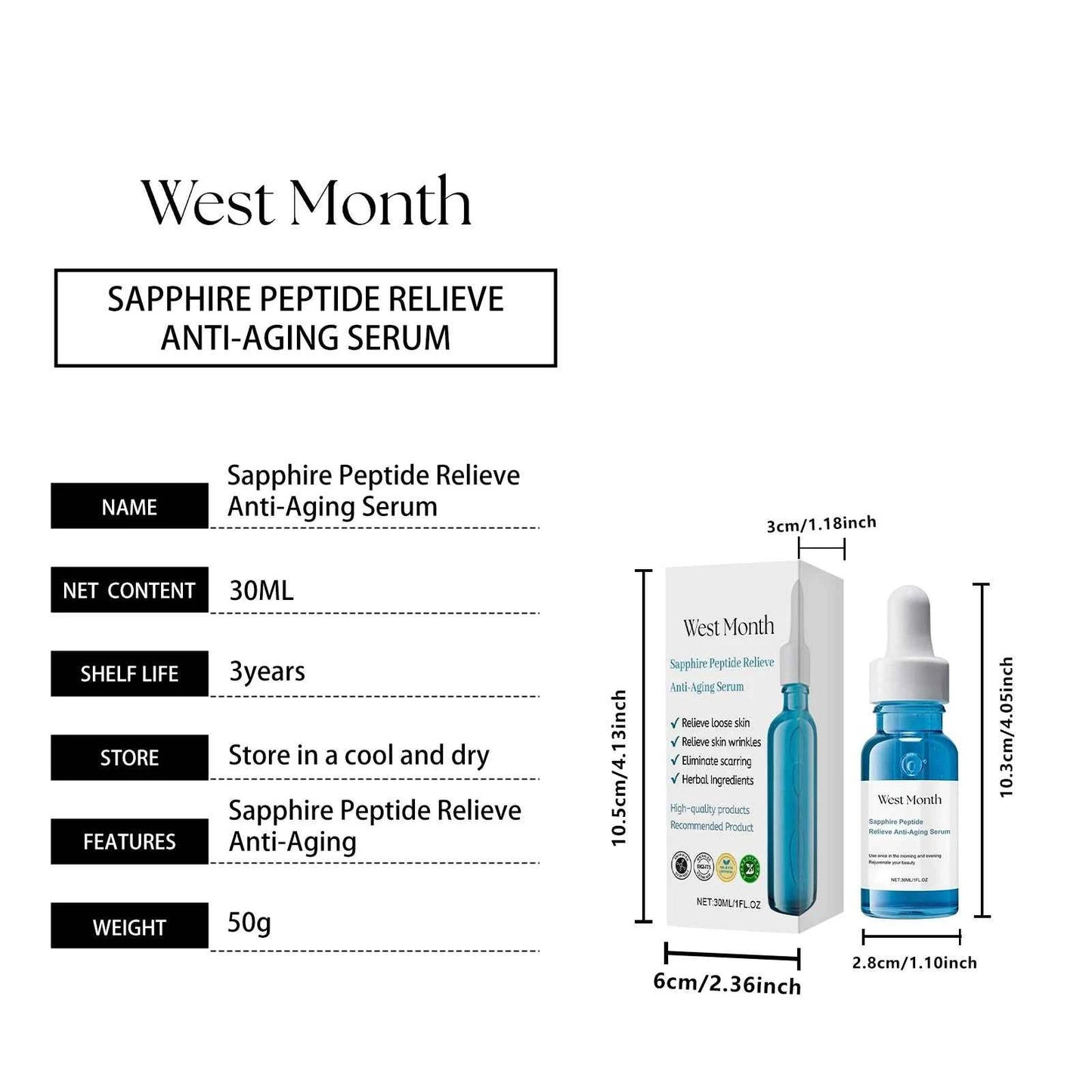 West&Month 30ml Remove Wrinkles Facial Serum Lift Firming Fine Lines Anti Wrinkle Moisturizing Skin Care Tighten Face Serum