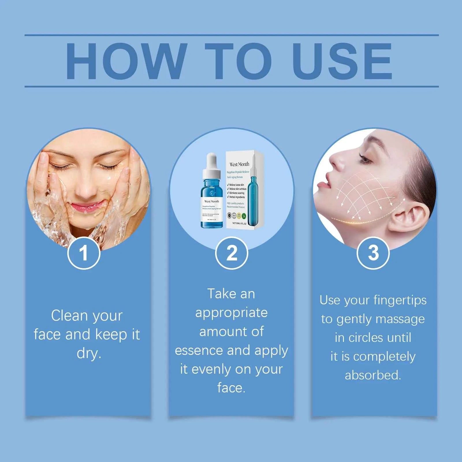 West&Month 30ml Remove Wrinkles Facial Serum Lift Firming Fine Lines Anti Wrinkle Moisturizing Skin Care Tighten Face Serum