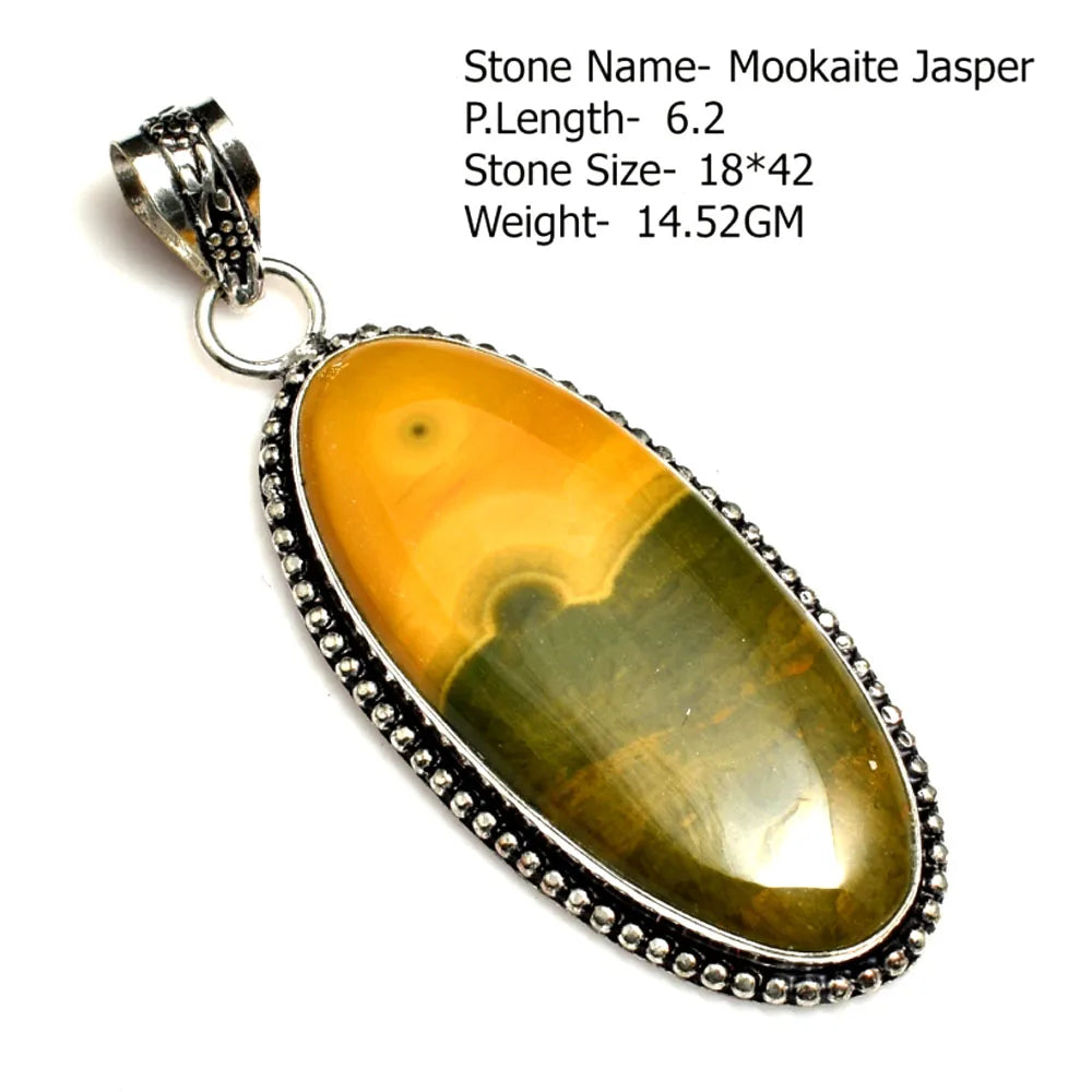 Genuine Blue Topaz Citrine Glass Agate Jasper Amethyst Pendant