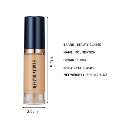 Beauty Glazed 6 Color Liquid Foundation Concealer - Full Coverage, Long-Lasting, Waterproof, Natural Effect, - AMULET RING STORE