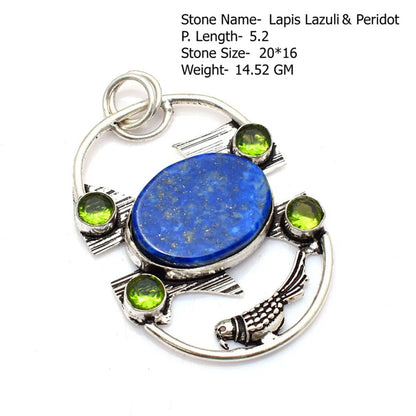 Genuine Labradorite Rutile Topaz Lapis Jasper  Pendant