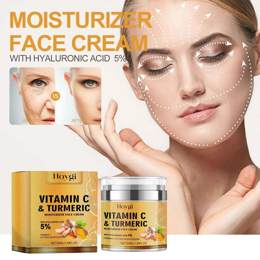 50ml Hoygi Turmeric Collagen Face Cream Dilute Color Spots Reduce Wrinkles Natural Skin Whiten Brighten Firm Moisturize Cream