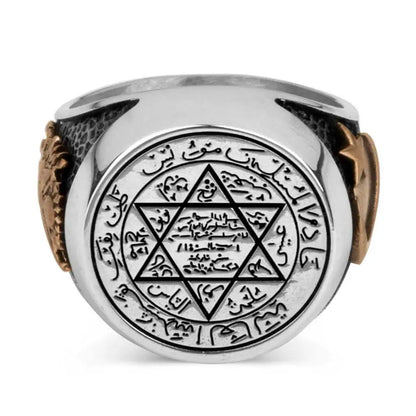 925 Sterling Silver Seal Of Solomon Kabbalah Men's Ring Religious Ring,Amulet Occult Seal Talisman Ring AMULET RING STORE