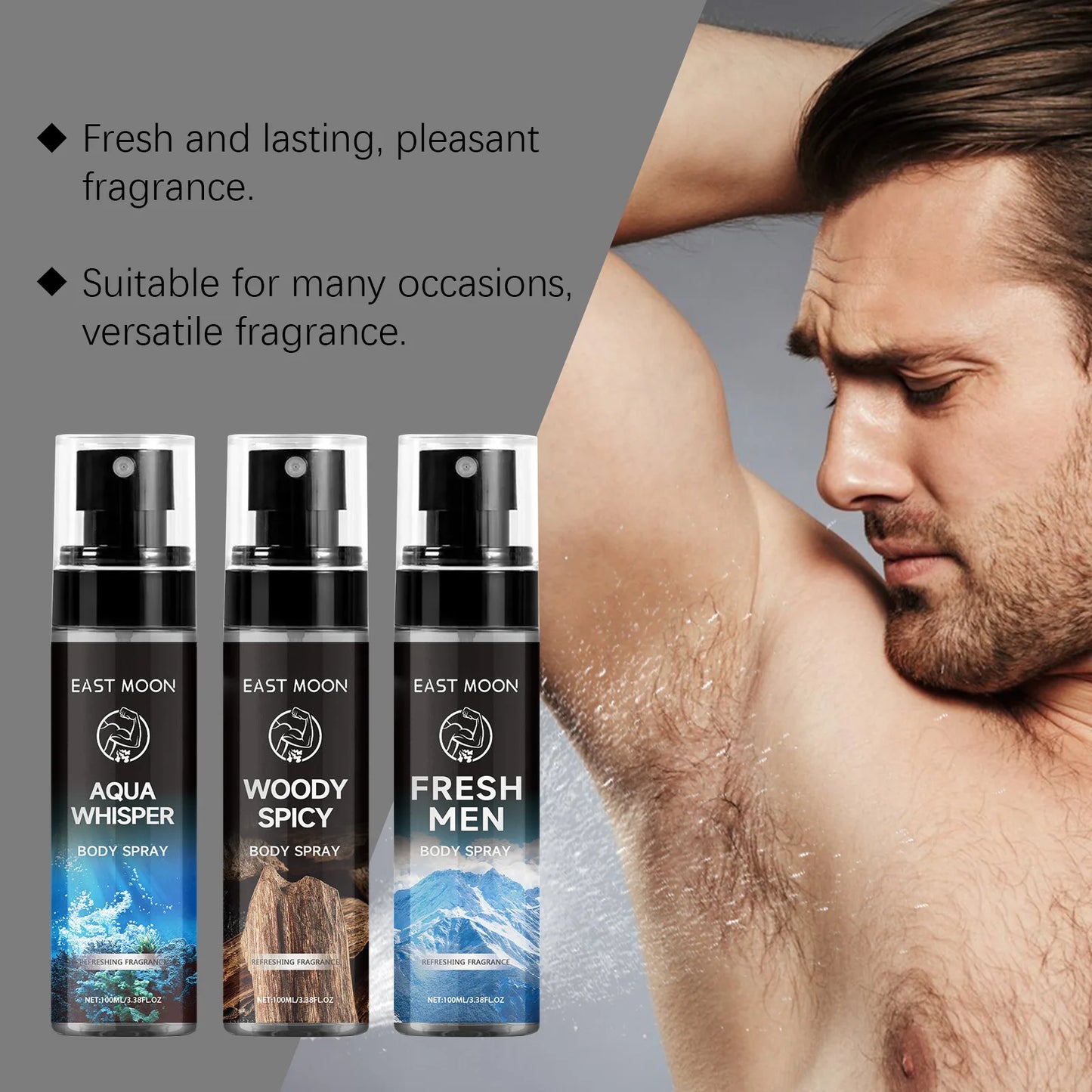 East Moon 100ml Men's Fragrance Spray Sandalwood Deodorant Long Lasting Aroma Refreshing Body Odor Remove Man Perfume Spray