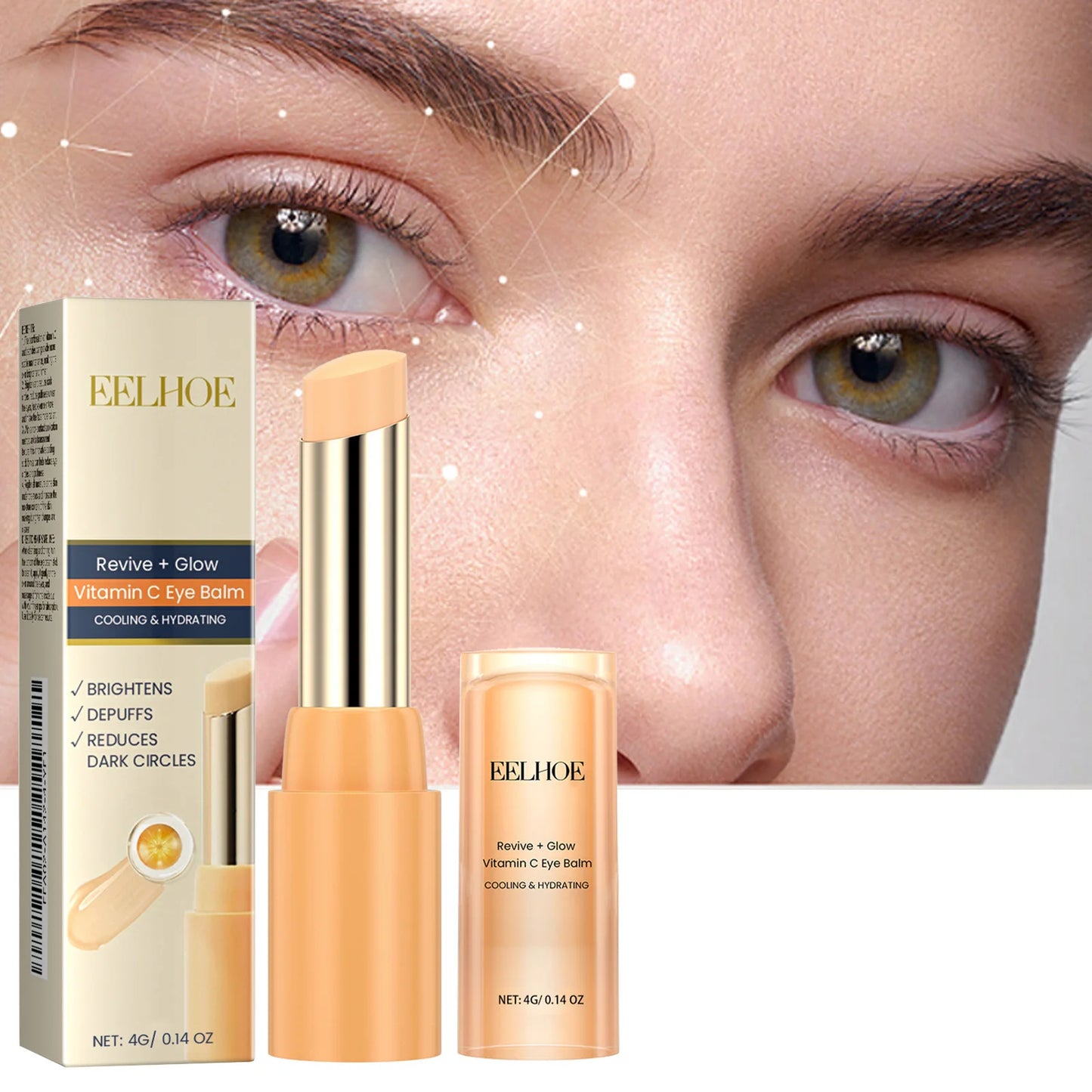 EELHOE Vitamin C Eye Balm for Repairing Dark Circles Moisturizing and Firming Transparent Texture Vitamin C Eye Cream Stick - AMULET RING STORE