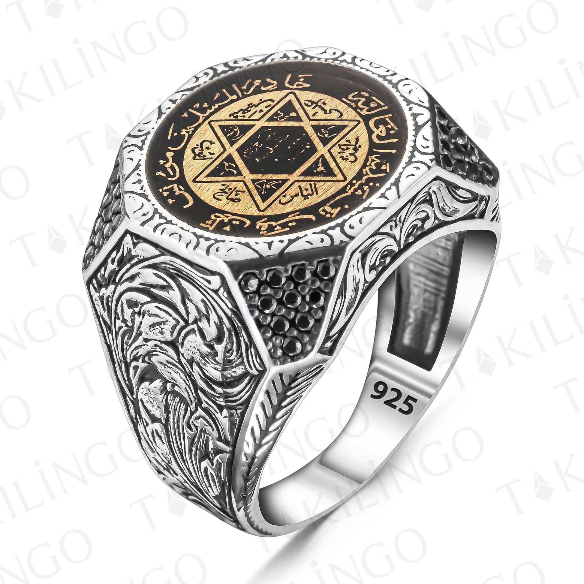 Seal Of Solomon Kabbalah Ring 925 Sterling Silver Triangle Star of David Amulet Ring AMULET RING STORE