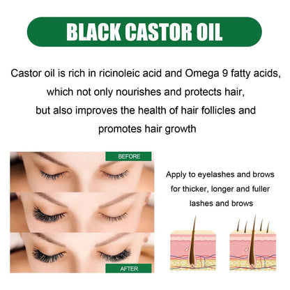 Black Castor Oil Nourishes Hair Growth Care Massage Scalp Treatment Baldness Repair Hydrates Liquid Anti Frizz Loss Hair Serum