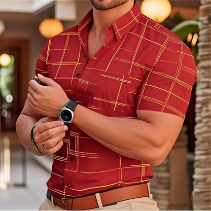 Brand New Boyfriend Shirt Long Sleeve Slim Fit Button Lapel Men's Tops 2024 Autumn Fashion 3D Stripe Print Party Shirt S-6XL