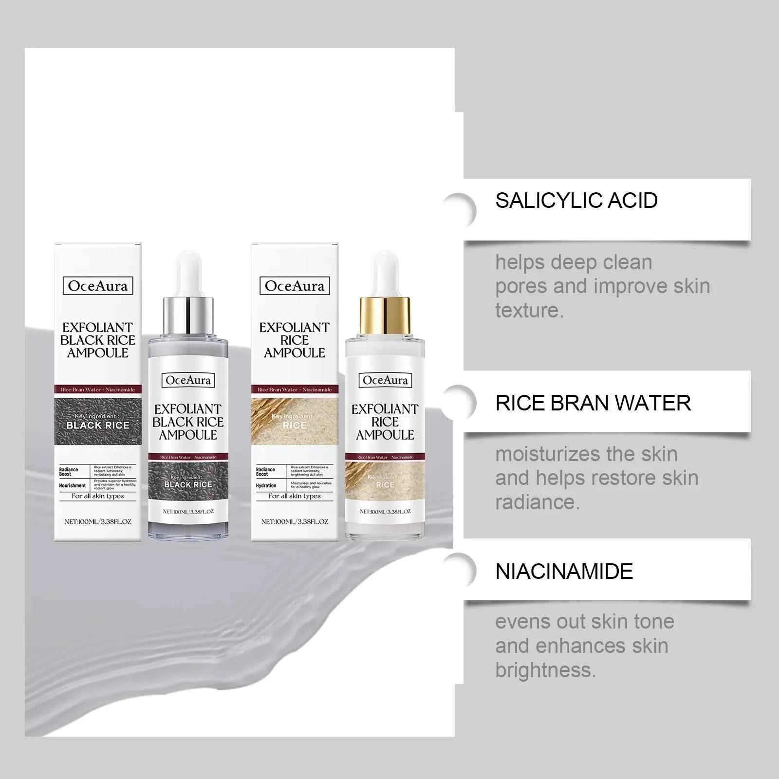 Rice Exfoliating Serum Nourish Dry Skin Oil Control Lock Moisture Skin Clean Pores Gentle Smooth Brighten Body Care Scrub 100ml