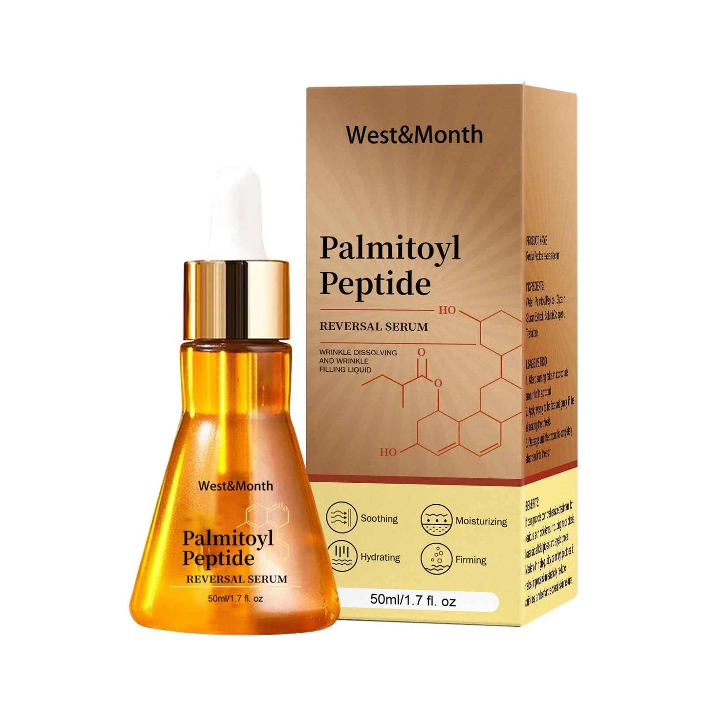 West&Month 50ml Palmitoyl Peptide Firming Facial Serum Hydrating Brightening Smooth Wrinkles Fine Lines Tightening Face Essence