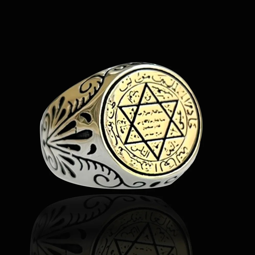 925 Sterling Silver Seal of Suleiman Handmade Men Ring