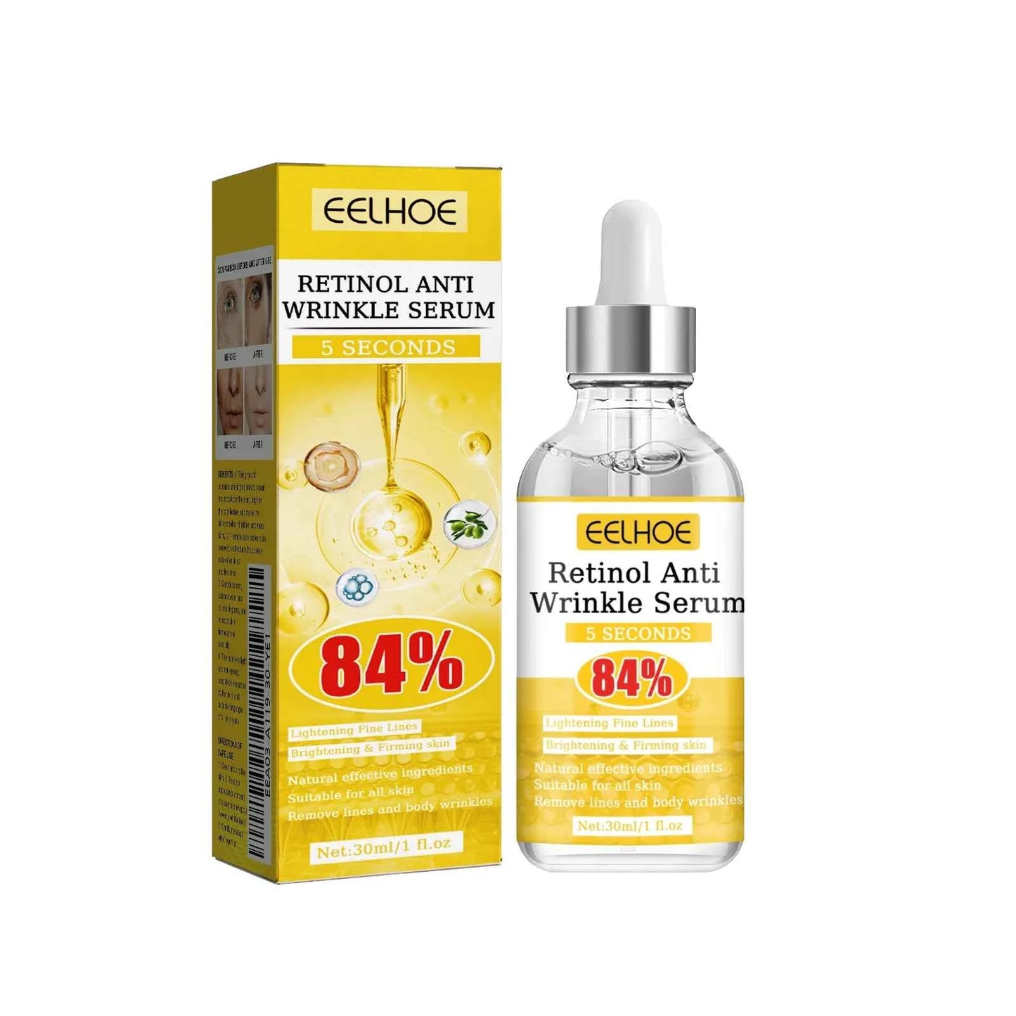 EELHOE Retinol Face Serum Tightening Skin Remove Wrinkles Prevent Aging Moisturizing Smoothing Glowing Skin Tone Face Serum