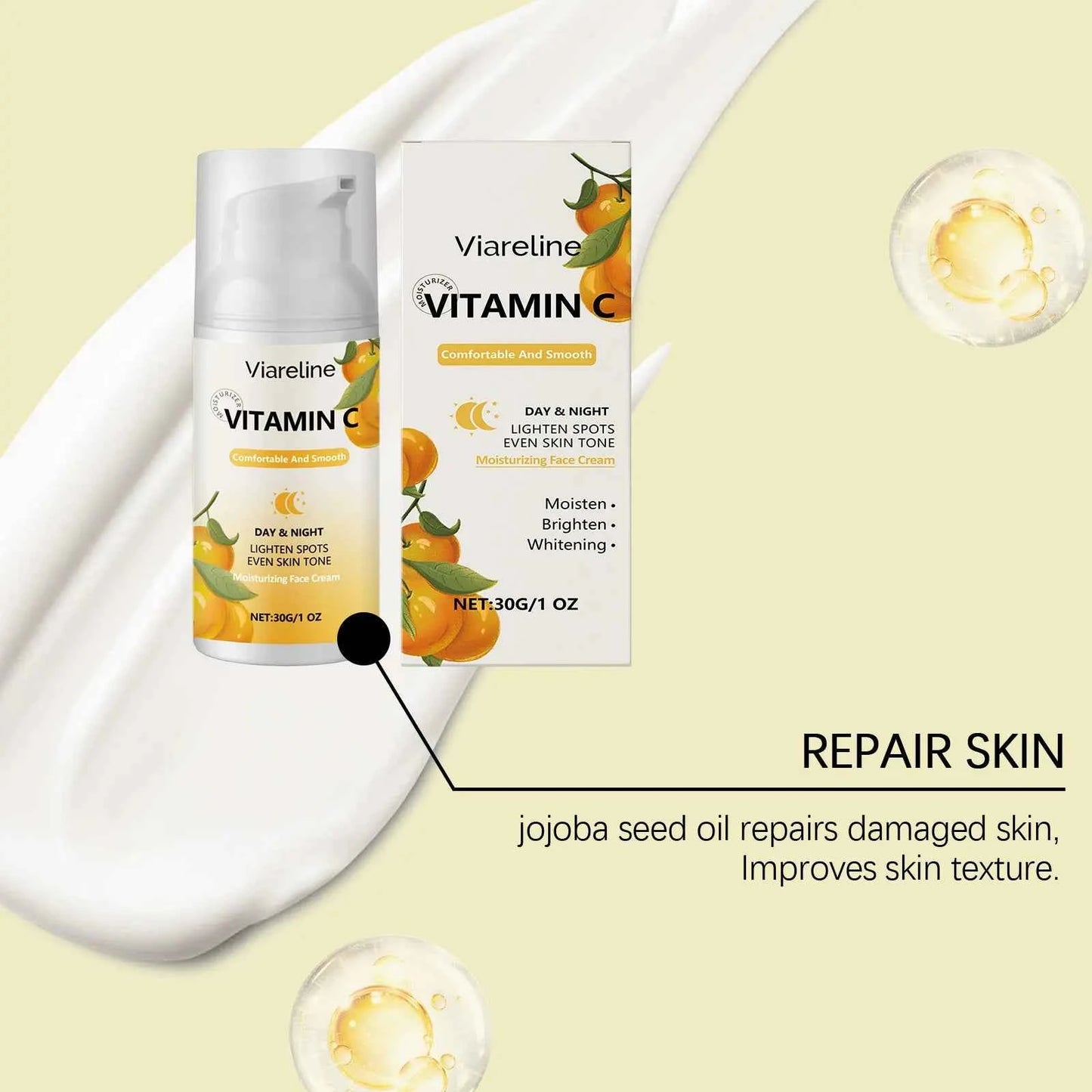 Viareline 30g Moisturizing Face Care Cream Series Hydrating Brighten Skin Tone Firm Wrinkles Repair Dullness Tender Facial Cream