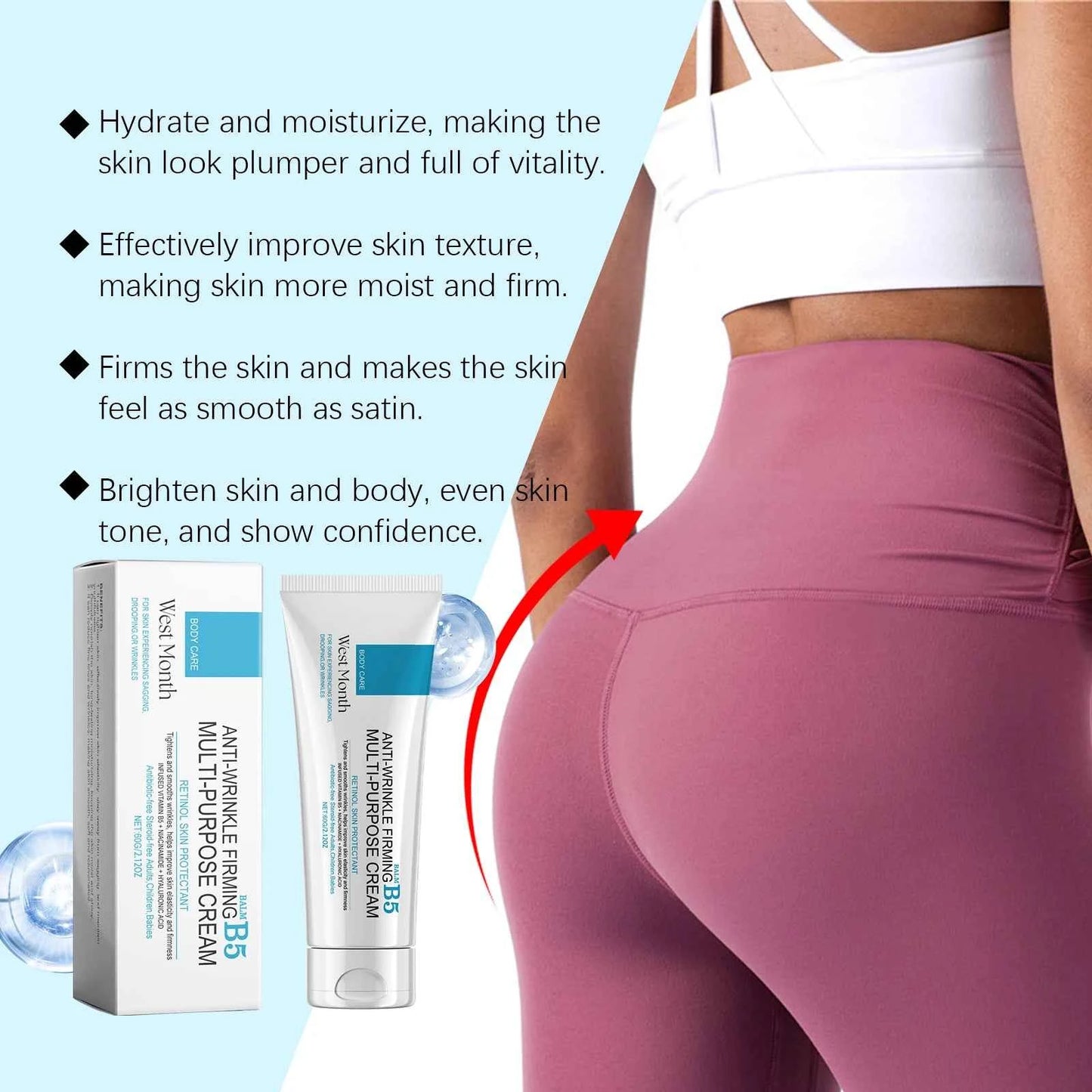 West&Month 60g Butter B5 Firming Cream Face Body Care Improve Sagging Skin Moisturizing Fade Wrinkles Tightening Skin Cream