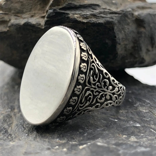 925 Sterling Silver Oval Personalized Ring, Custom Men's Ring