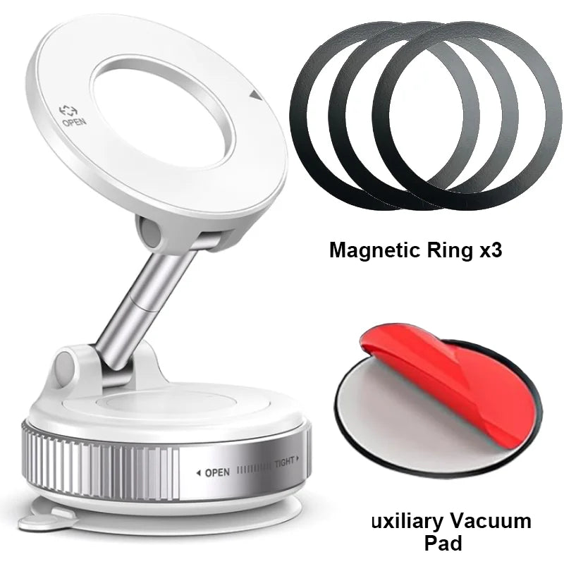 Car Mount Vacuum Magnetic Holder Foldable Strong Suction Stand For Cell Phone For iPhone 16 15 12 13 14 11 ProMax Live Streaming