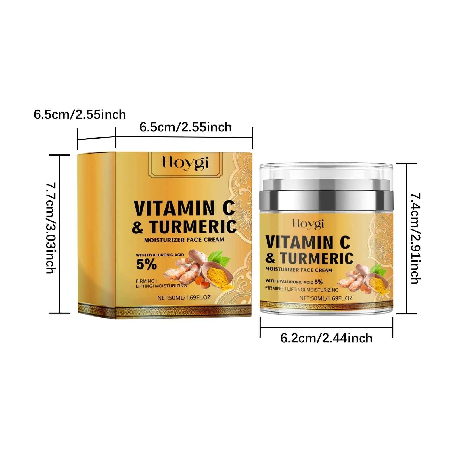 50ml Hoygi Turmeric Collagen Face Cream Dilute Color Spots Reduce Wrinkles Natural Skin Whiten Brighten Firm Moisturize Cream