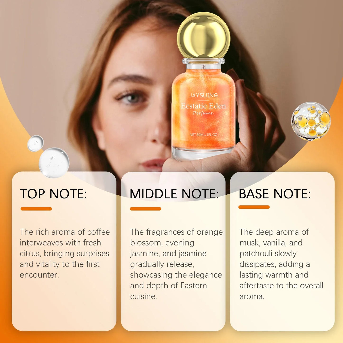 Jaysuing 30ml Carnival Eden Perfume Lasting Floral Fragrance Charm Woman Dating Atmosphere Refresh Body Natural Glamour Perfume