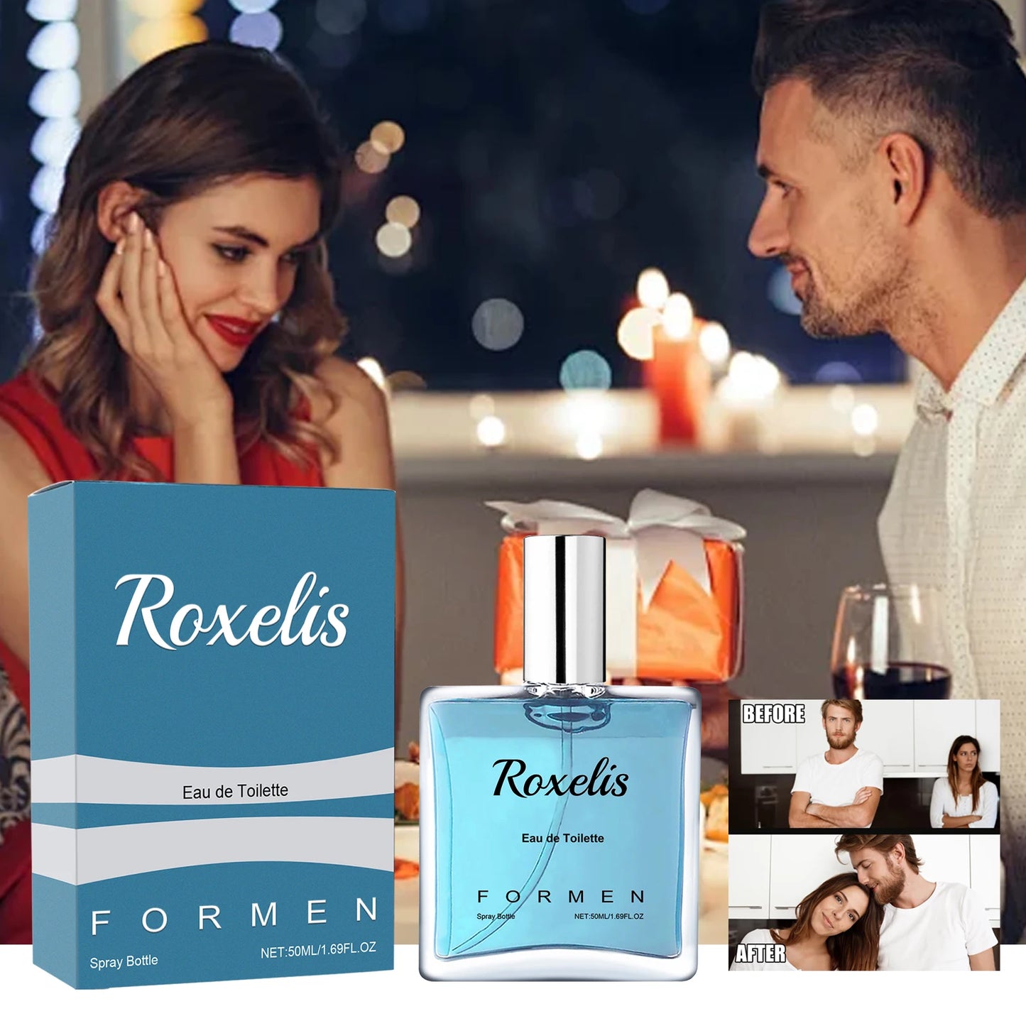 Roxelis 50ml Gentlemen Perfume Eau De Toilette Lasting Woody Fragrance Remove Bad Odor for Dating Bussiness Gift Men Body Spray