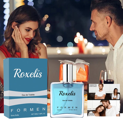 Roxelis 50ml Gentlemen Perfume Eau De Toilette Lasting Woody Fragrance Remove Bad Odor for Dating Bussiness Gift Men Body Spray