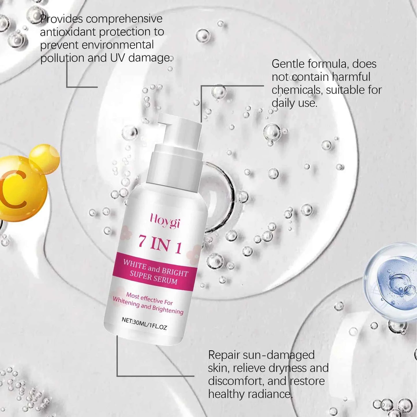 Hoygi Centella Face Skin Care Serum Brightening Skin Tone Reduce Spot and Dullness Smoothing Relief Dryness Hydrating Face Serum