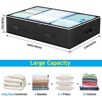 Foldable Under Bed Storage Containers with Clear Window Underbed Toy Organizers and Clothing Storage Bags Closet Storage Bins - AMULET RING STORE